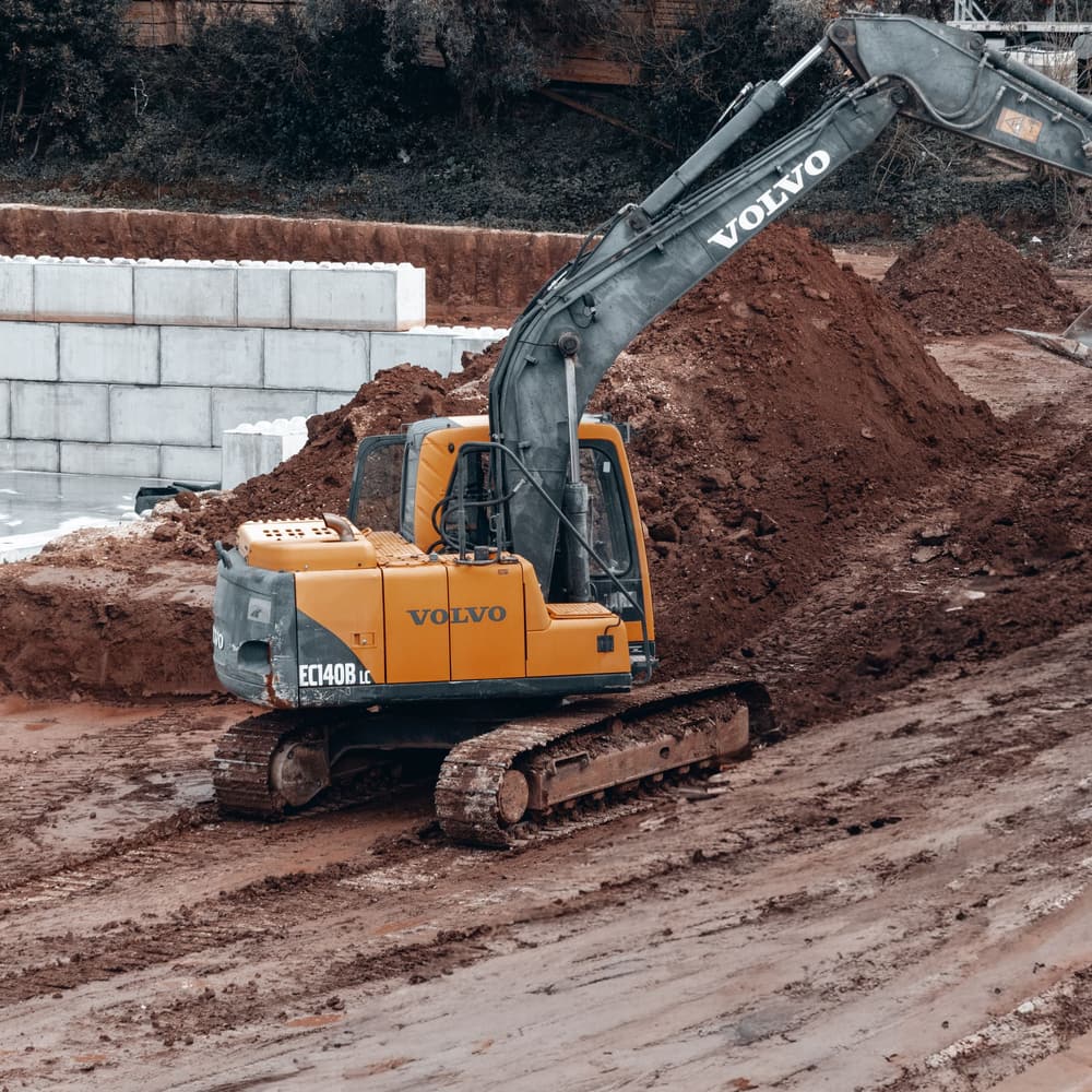 An excavator parked and ready to work on a site